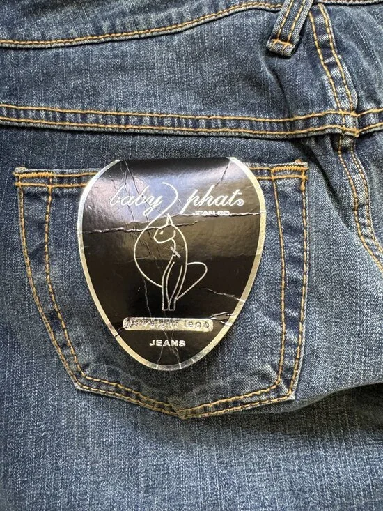 Baby Phat Y2K Jeans Size 1 Dark Wash Low Rise Cat Logo NWT - Picture 14 of 16